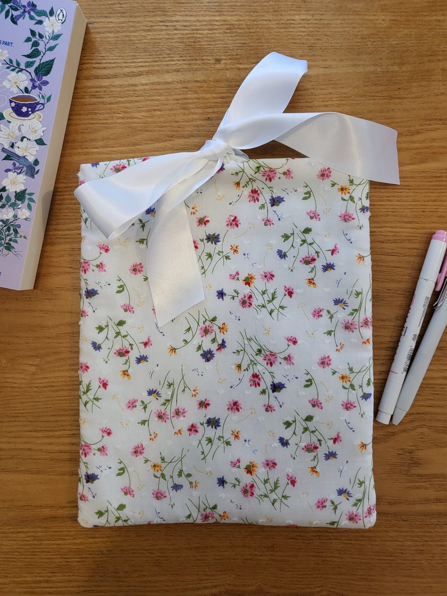 White Floral Paperback Book Sleeve