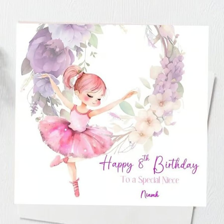 Personalised Ballerina Birthday Card For Her Happy Birthday Daughter Niece