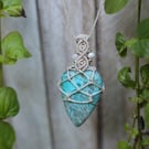 Chrysocolla and moonstone macrame necklace 
