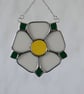 Stained Glass Yorkshire White Rose Suncatcher