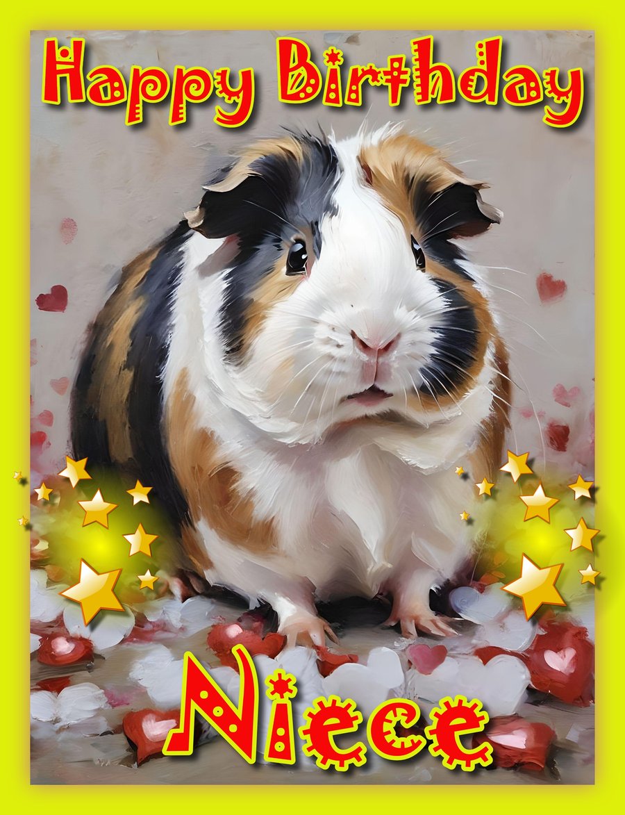 Happy Birthday Niece Guinea Pig Card A5 