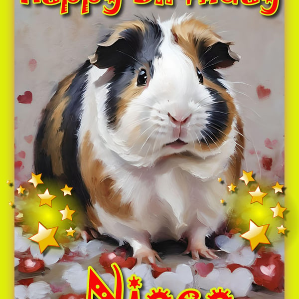 Happy Birthday Niece Guinea Pig Card A5 