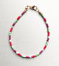 Dainty Christmas Red, Green, Purple, Gold and White Seed Bead Bracelet