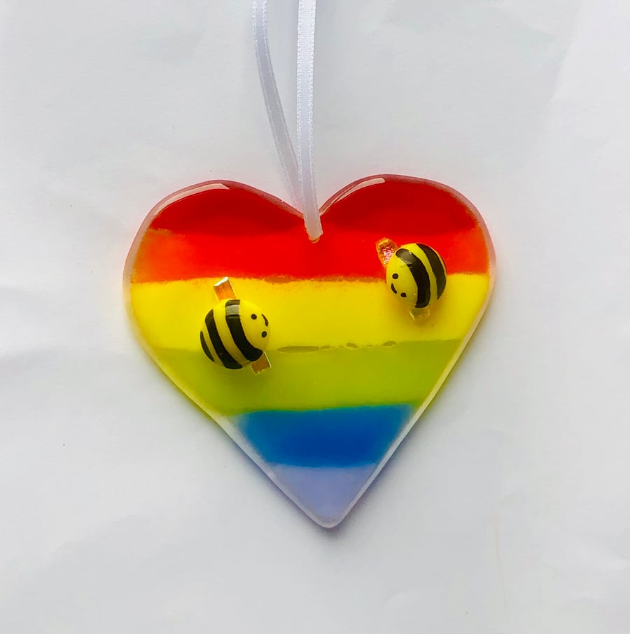 Bee rainbow heart sun catcher decoration ornament home decor 