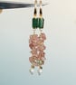 Dangle earrings with green and rose quartz beads, handmade drop earrings - Image 5