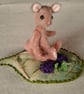Bramble, a tiny jointed mouse on a silk leaf with beaded blackberries. - Image 9