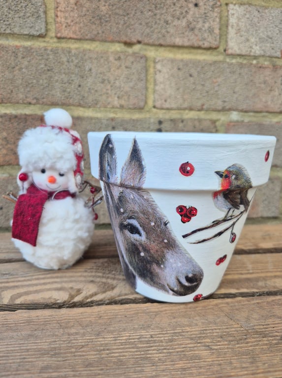 Christmas Donkey Plant Pot