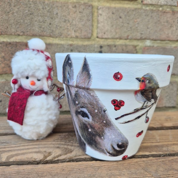 Christmas Donkey Plant Pot