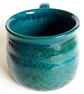 Dark Turquoise Patterned Glazed Mug - Hand Thrown Stoneware Ceramic Mug  - Image 3