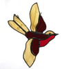 Little Bird Suncatcher - Golden Brown & Red 