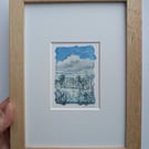 Snowy Hills - Original miniature. A5 FRAMED