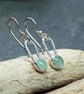 Minty Green Aventurine Dangle Silver Earrings for everyday wear.