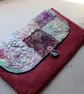 Raspberry pink clutch bag with textile art feature - Image 2