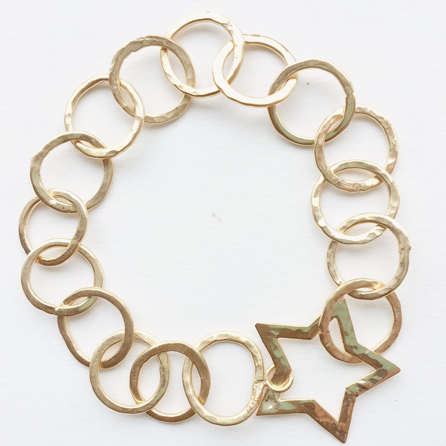 Dora Handmade Gold Vermeil Hollow Star Bracelet