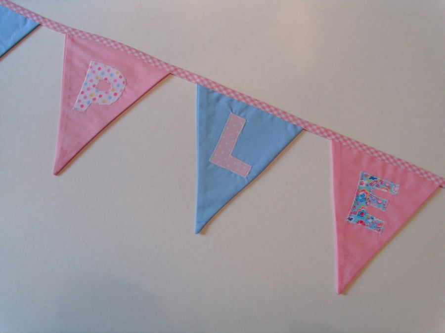 Personalised bunting,fabric bunting,nursery decoration,gift for new born