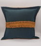 Cushion cover 18" forest green and mustard yellow with pleating.   - Image 6