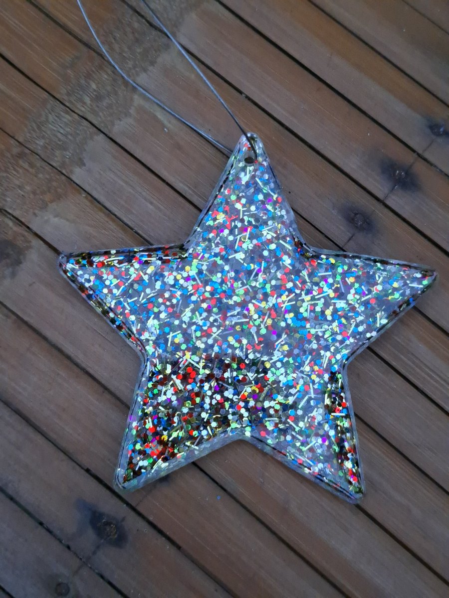 Hanging resin rainbow stardust star