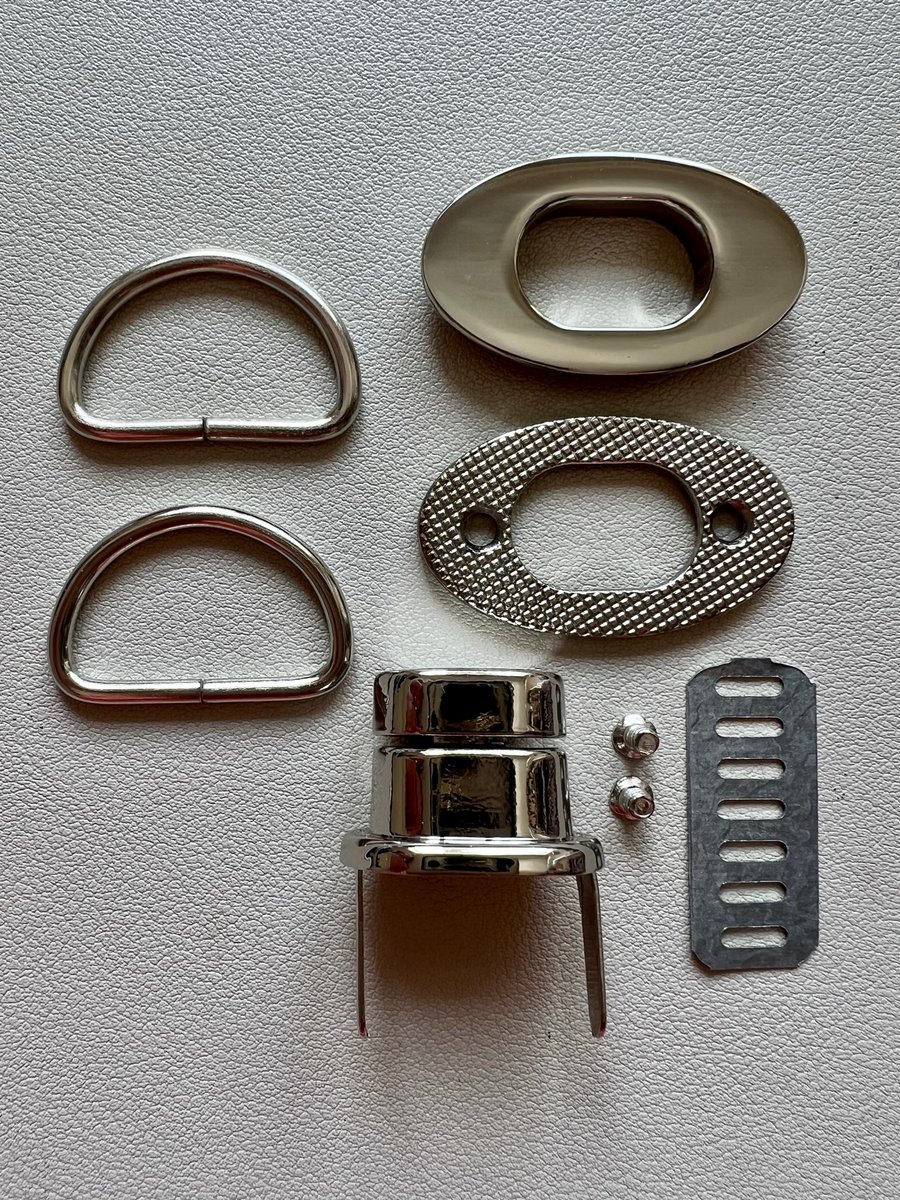 Silver Bag Hardware kit for making a Felt Bag with Flap on a Ball