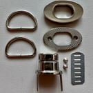 Silver Bag Hardware kit for making a Felt Bag with Flap on a Ball