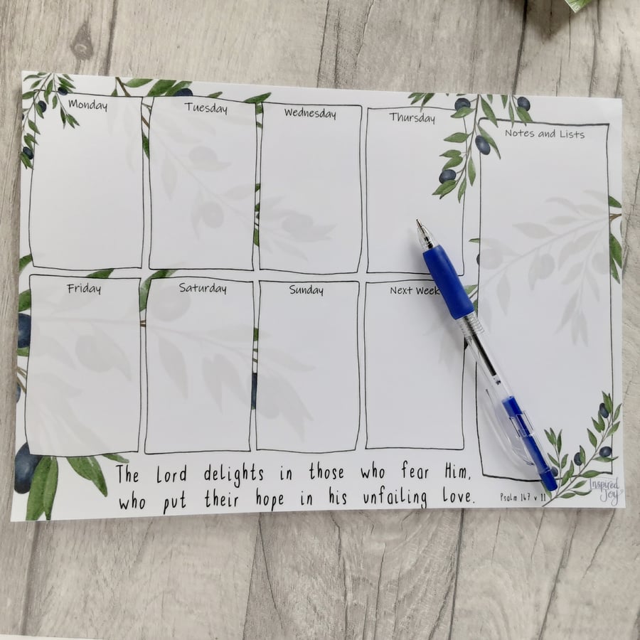 'The Lord Delights' Weekly Planner Pad - Christian Gifts - Christian Planner
