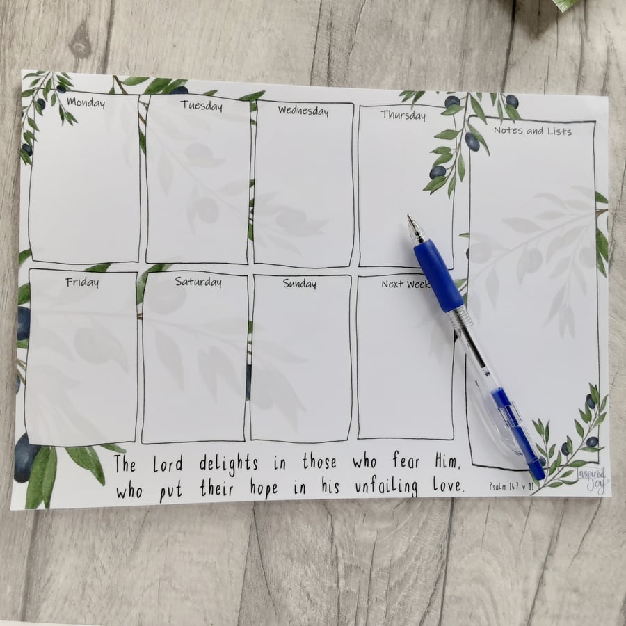 'The Lord Delights' Weekly Planner Pad - Christian Gifts - Christian Planner