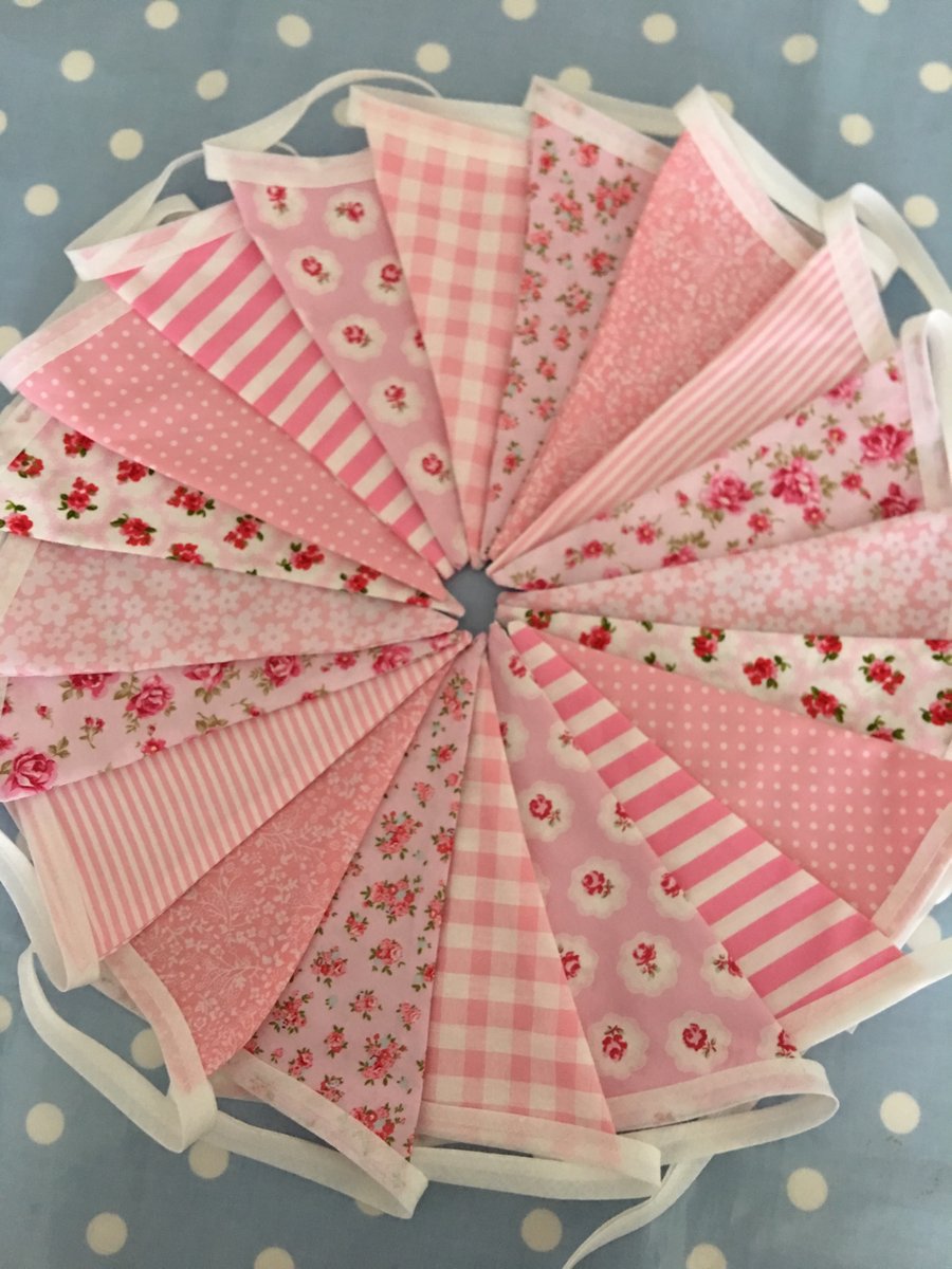 10 ft pink fabric bunting in  Cotton fabrics 