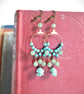 "Cleopatra" Turquoise and Aventurine Gemstone Beaded Hoop Earrings - Image 2
