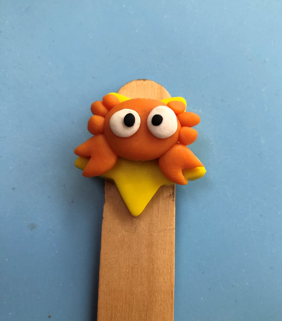 Polymer Clay Cute Crab bookmark - free postage to UK