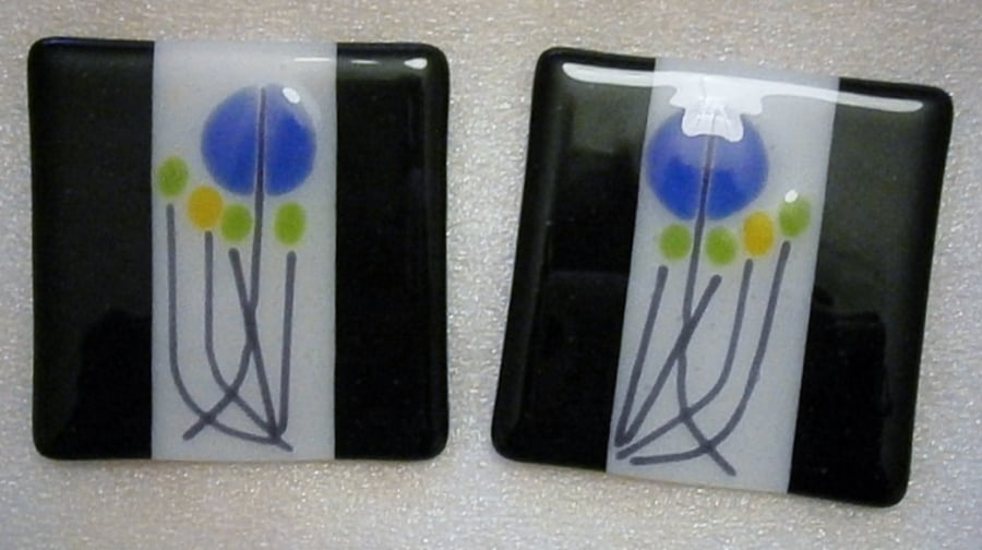 Charles Rennie Mackintosh inspired fused glass coasters