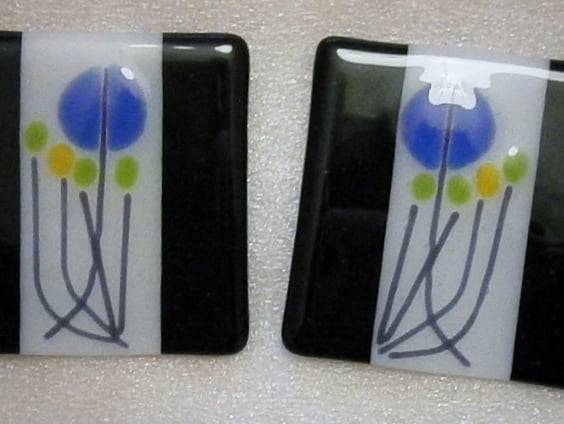 Charles Rennie Mackintosh inspired fused glass coasters