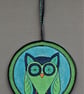 OME441 - Owl Mandala Wall Hanging-17.5cm diameter-Green-Navy-Blue-Orange-Black - Image 2