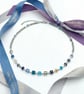 Mixed Blue Cube Necklace in Silver Steel