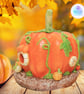 Pumpkin cottage clay fairy house. Fairy house. Pumpkin fairy house. - Image 8