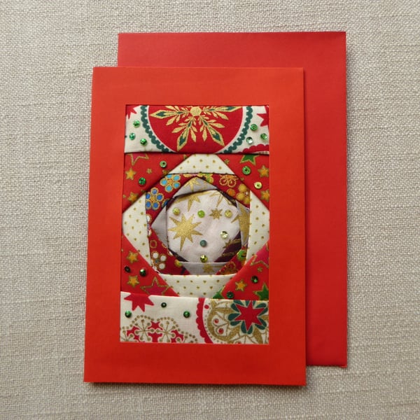 Individually Hand Crafted Textile patchworked Blank Card