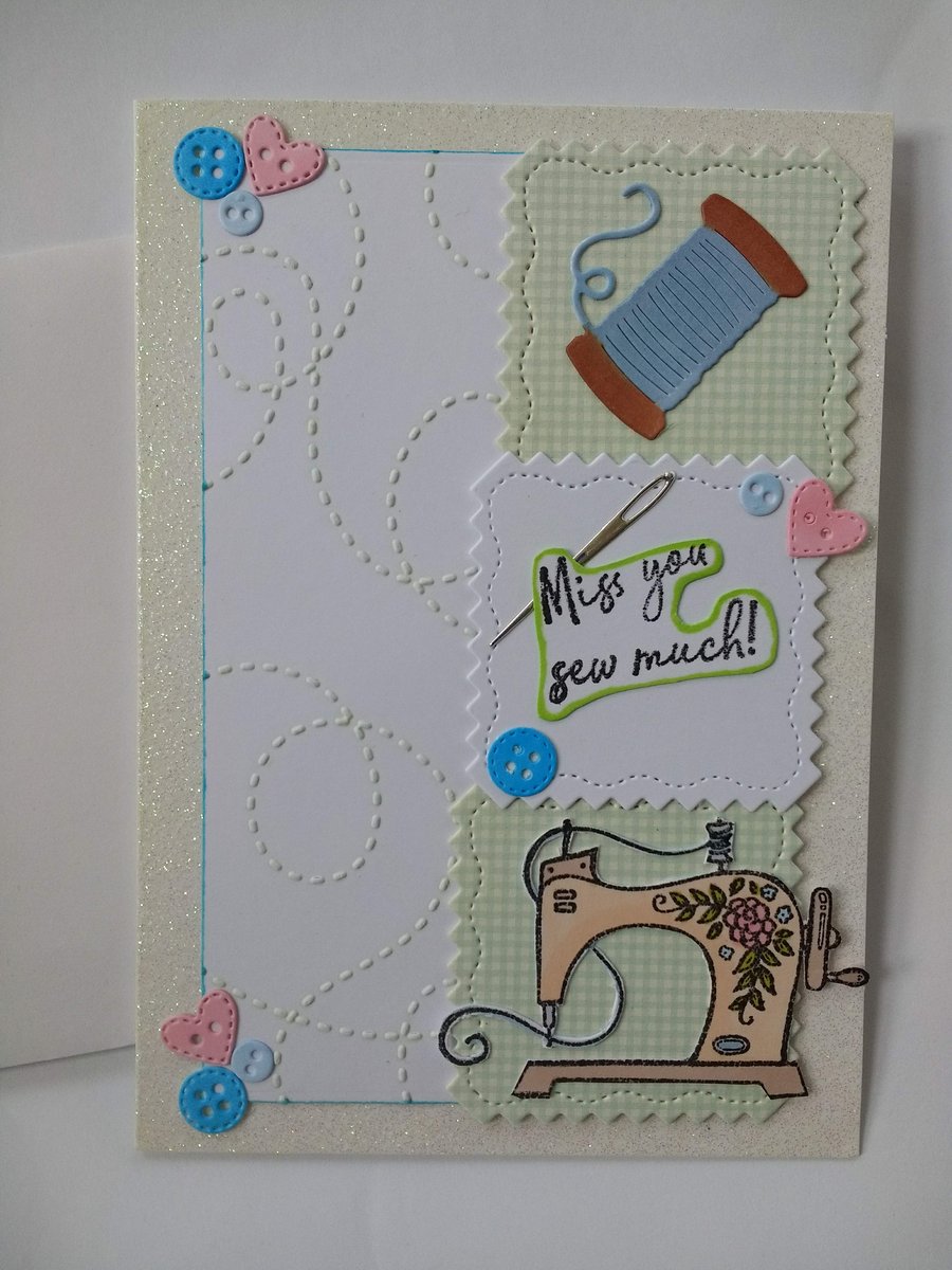 Miss you sew much card