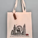 Illustrated London Skyline Printed Tote Bag 