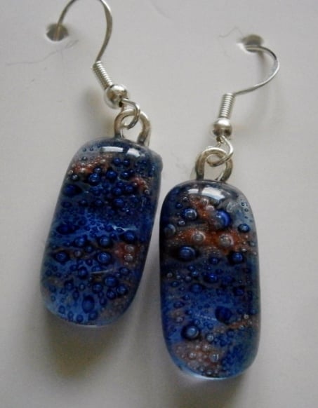 Hand crafted Fused glass Bubbly earrings