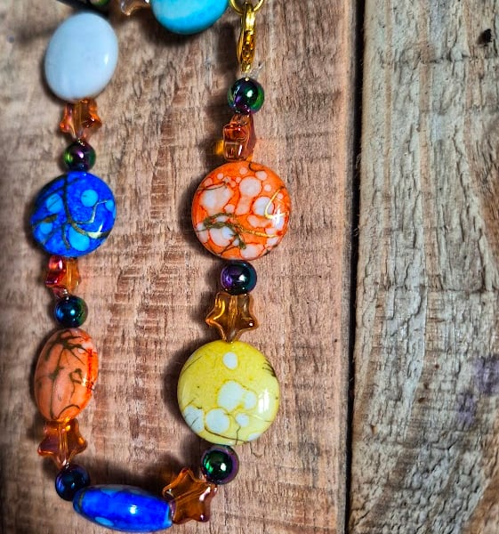 Handmade Colourful Bead Bracelet – Statement Glass Beads with Lobster Clasp