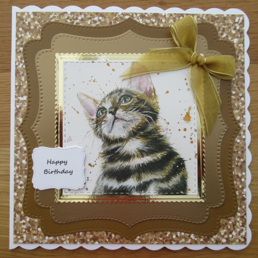 Tabby Cat - 7x7" Birthday Card