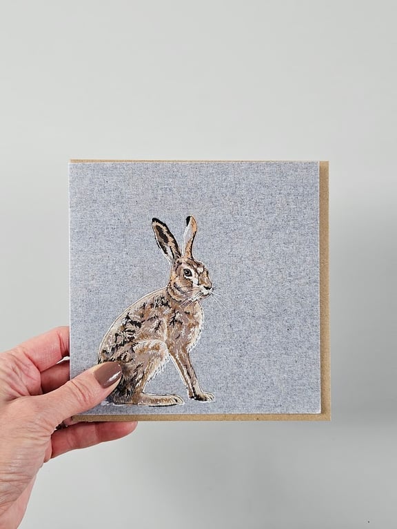 Hare greetings card, blank card, Wildlife