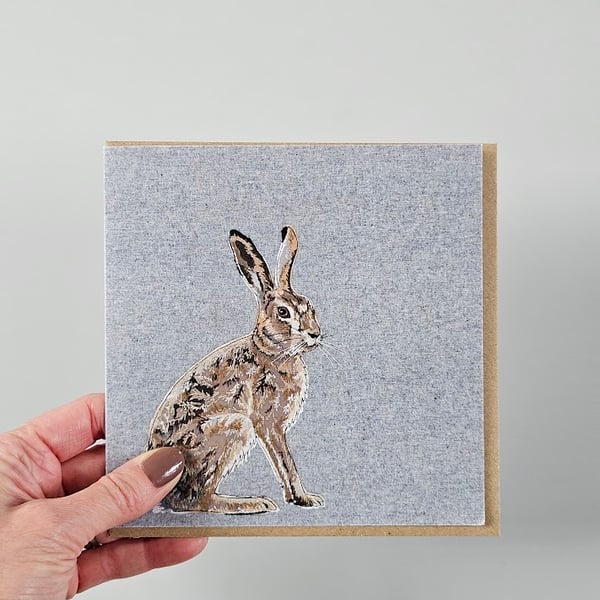 Hare greetings card, blank card, Wildlife