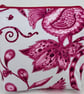 Handmade Emma Shipley sateen fully lined zip purse in pink exotic plant design