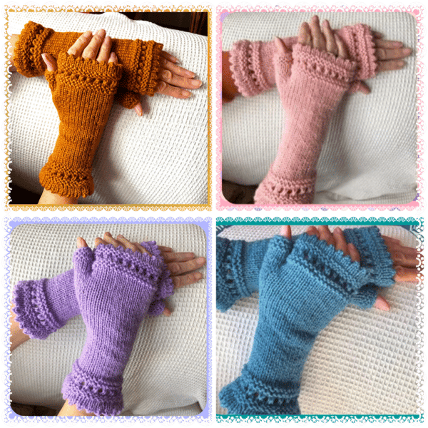 Hand knitted fingerless gloves 
