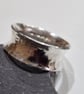 Distinctive Men's Sterling Silver Flared Ring: handmade, recycled, textured - Image 1