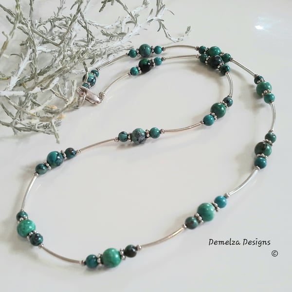 Turquoise (Stabalised) 925 Sterling Silver Necklace