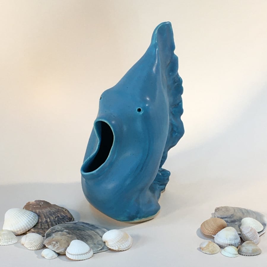 Large Turquoise Fish - the one that's startled ! Handmade in Letchworth