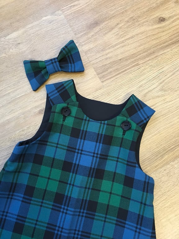 Campbell Ancient Tartan Pinafore Dress and Hair Bow