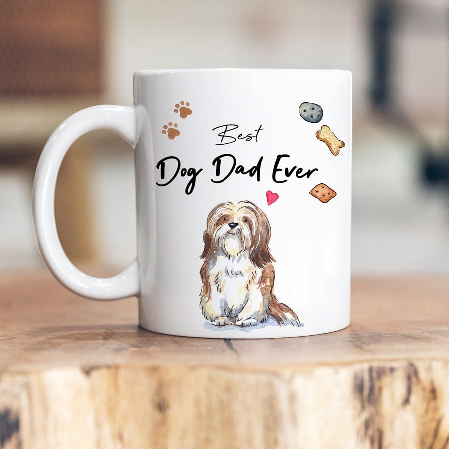 Best Dog Dad Lhasa Apso Ceramic Mug