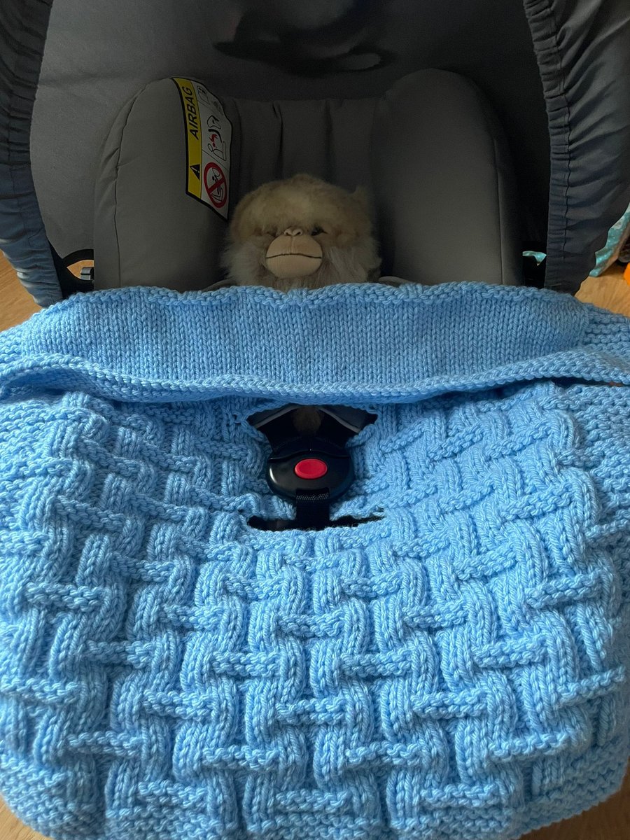 Hand knitted Baby car seat blanket