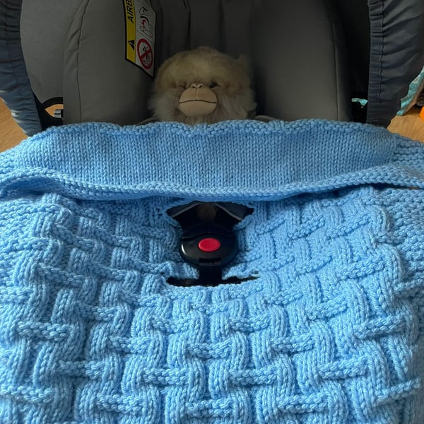 Hand knitted Baby car seat blanket